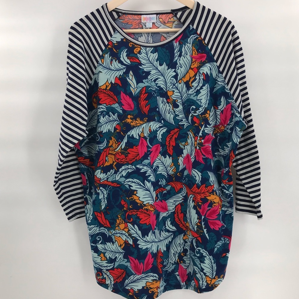 LULAROE Randy Floral with Striped Sleeve